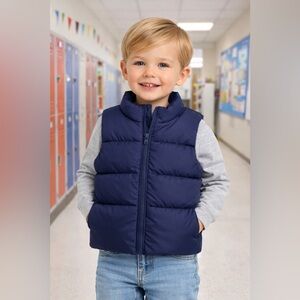 Baby Navy Puffer Vest | Chaleco Acolchado Azul Bebé